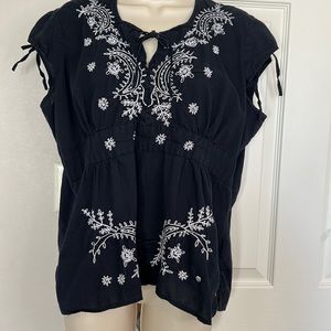Embroidered Black Women's Top